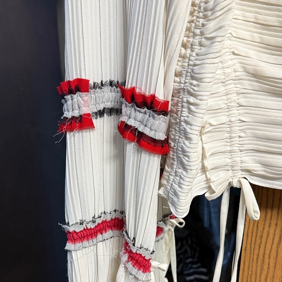 3.1 Phillip Lim silk White Blouse with Red and Black Accents - Picture 2 of 4